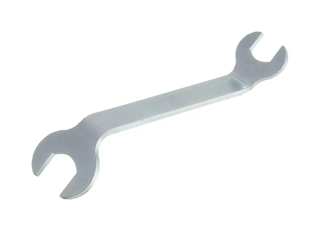 Gabelschlüssel von Remeha in metallischer Ausführung mit zwei offenen Enden, geeignet für Wartungsarbeiten an verschiedenen mechanischen Komponenten.